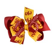 USC Trojans SC Interlock Cardinal and Gold Chevron Hair Bow